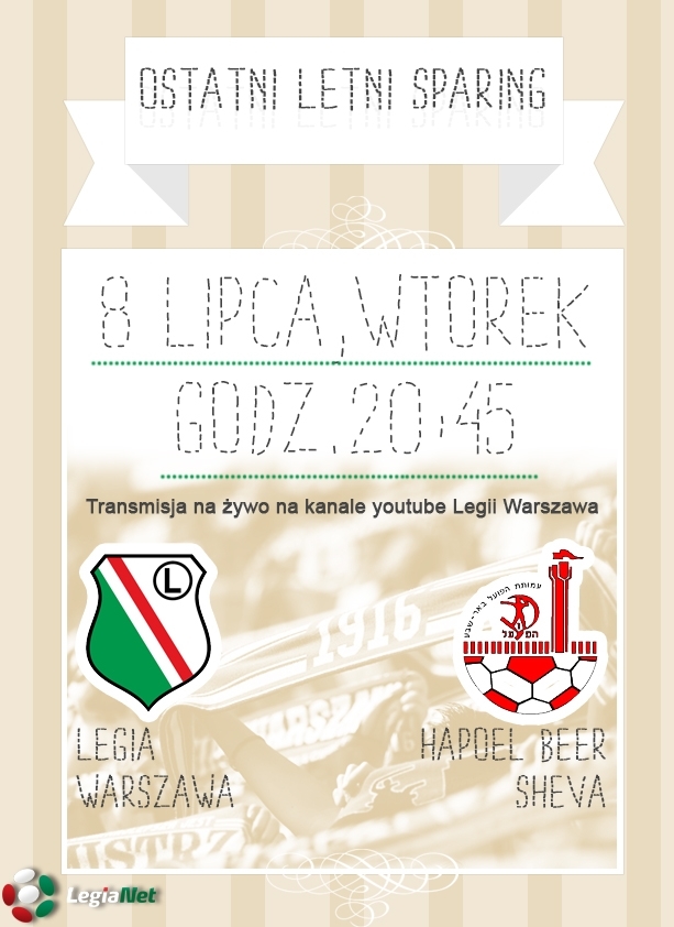 News: Legia - Hapoel Beer Sheva, godz. 20:45 - Próba generalna