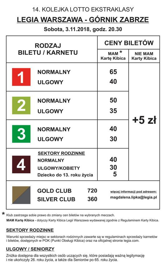 Bilety na mecz z Górnikiem Zabrze