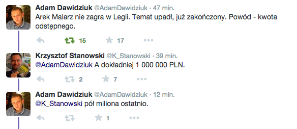 Malarz nie zagra w Legii