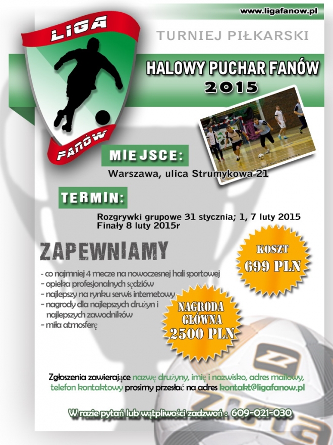 Halowy Puchar Fanów 2015 - zapisy rozpoczęte