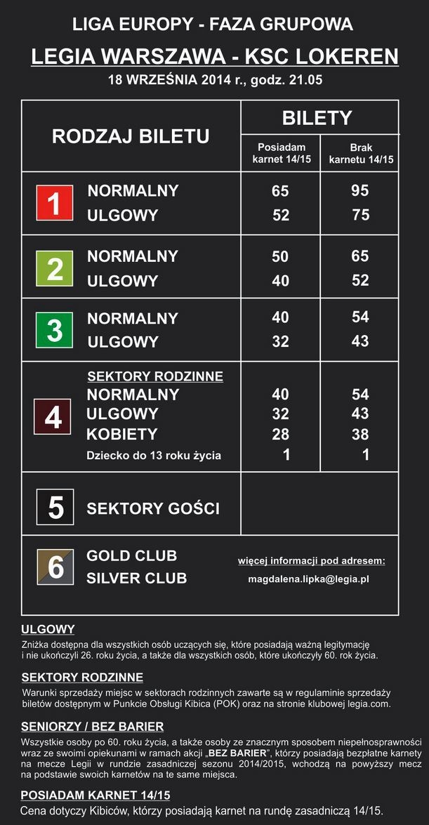 Bilety na mecz z Lokeren