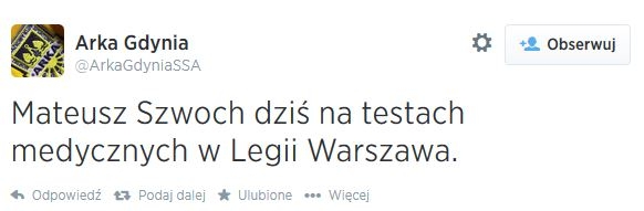 Mateusz Szwoch na testach medycznych w Legii