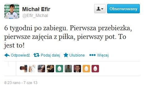 Michał Efir w piątek wznowił treningi